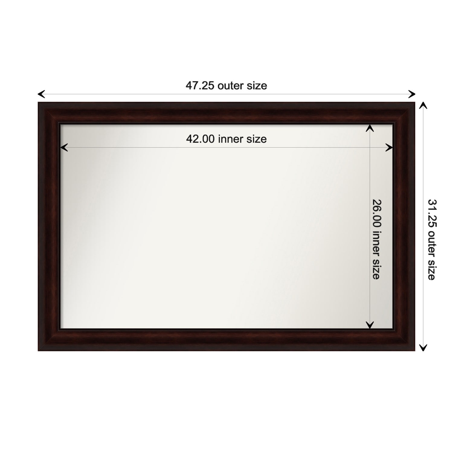 Coffee Bean Brown Framed Non-Beveled Custom Wall Mirror, Bathroom Vanity Mirror