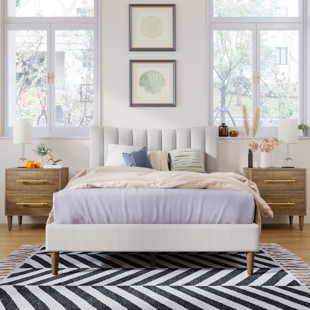 Full Upholstered Platform Bed Frame