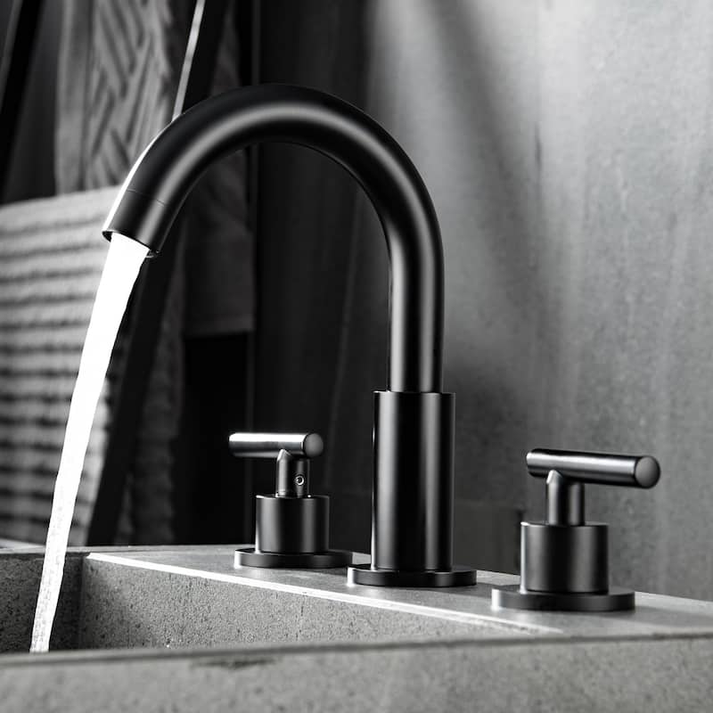 Rbrohant Widespread Faucet 2-handle Bathroom Faucet - Matte Black