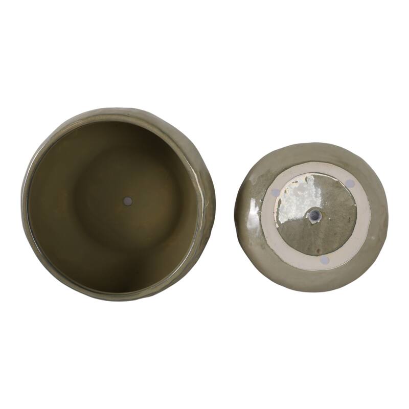 Stoneware Planters Modern Rounded Design and Texture Detail (Set of 2) - 12" x 12" x 5"