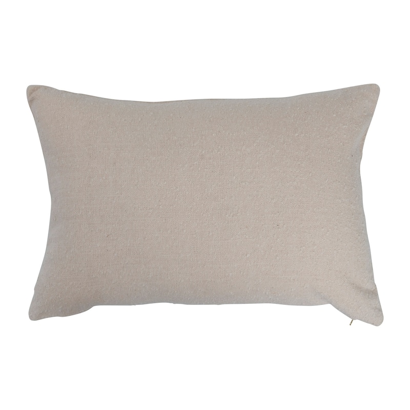 Woven Cotton Slub Lumbar Pillow with Gold Metallic Thread Embroidery