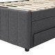 preview thumbnail 24 of 26, Space-saving Upholstered Platform Bed with Trundle and 3 Drawers, Linen Fabric, Twin Size