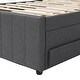 preview thumbnail 9 of 12, Twin Size Upholstered Platform Bed with Trundle and Storage Drawers, Modern Design with Stripe Headboard