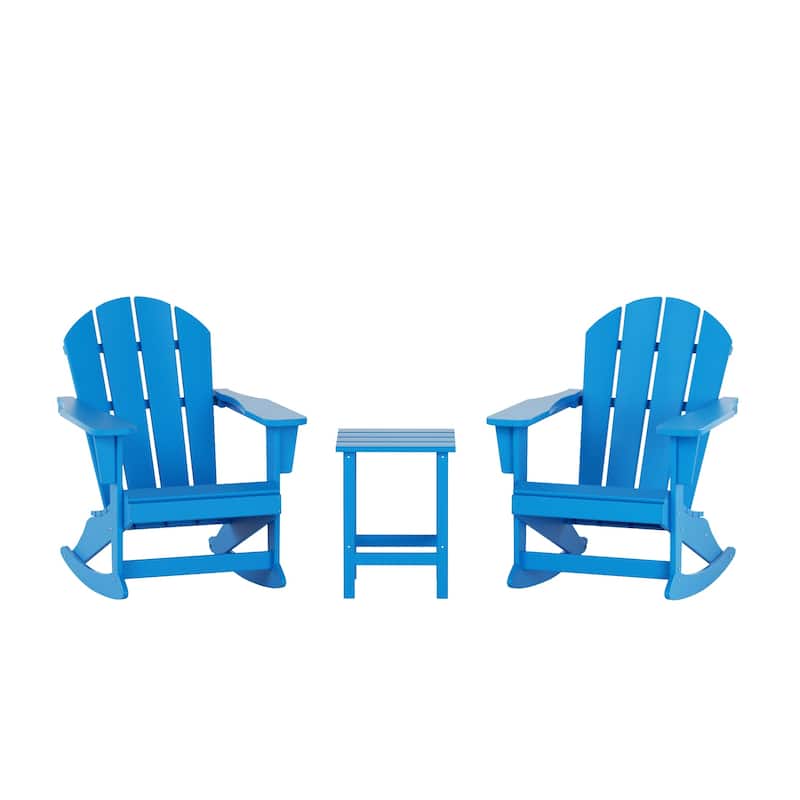 Polytrends Laguna Hdpe All Weather Outdoor Patio Rocking Chairs With Side Table (3-Piece Set)