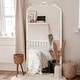 preview thumbnail 6 of 66, Arched Full-Length Solid Wood Carving Floor Mirror 67x27 - Antique White