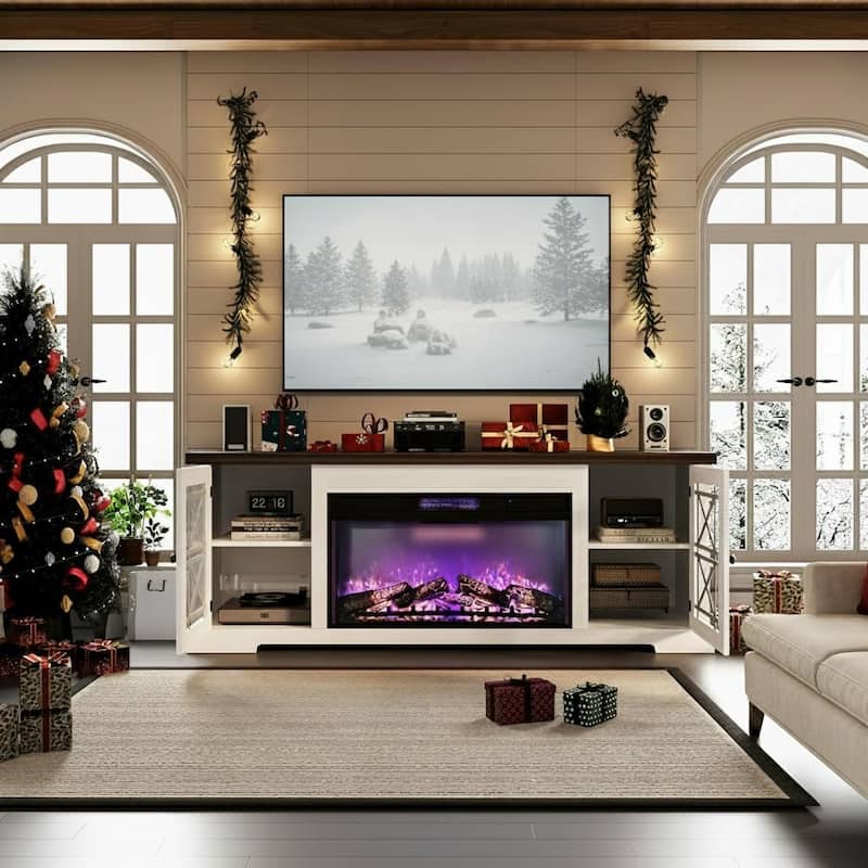 70" Fireplace TV Stand with 36" Remote, Up to 80"