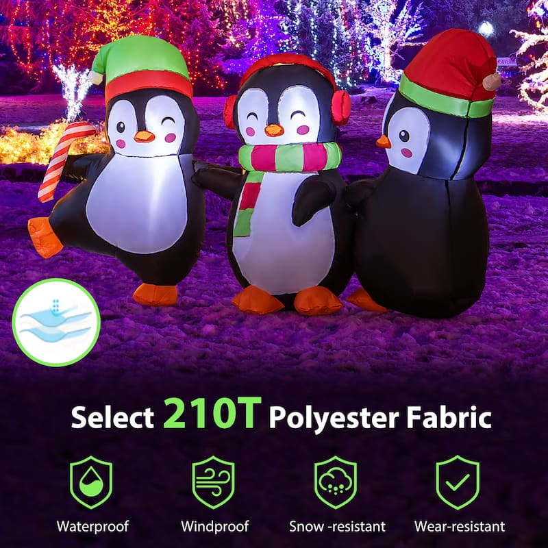 Gymax Christmas Inflatable Penguins Family Pre-Lit Festive Inflatable - See Details