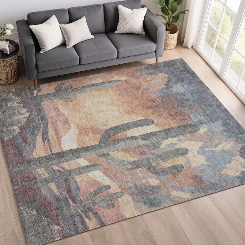 Machine Washable Indoor/ Outdoor Desert Inspiration Chantille Rug