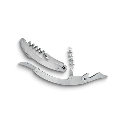 Curata Stainless Steel Three Function Bar Tool with Corkscrew Bottle Opener and Foil Cutter