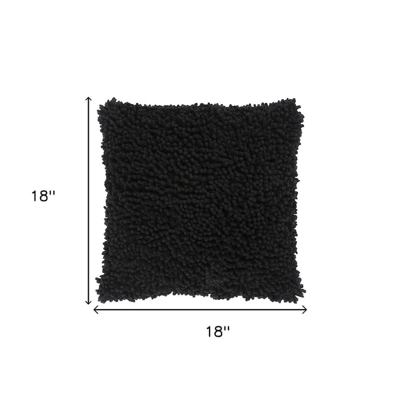 18" Black Cotton Throw Pillow