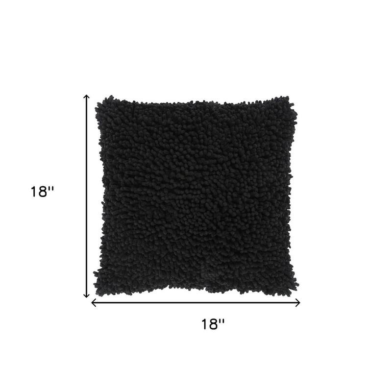 Black Boho Textured Modern Down Throw Pillow