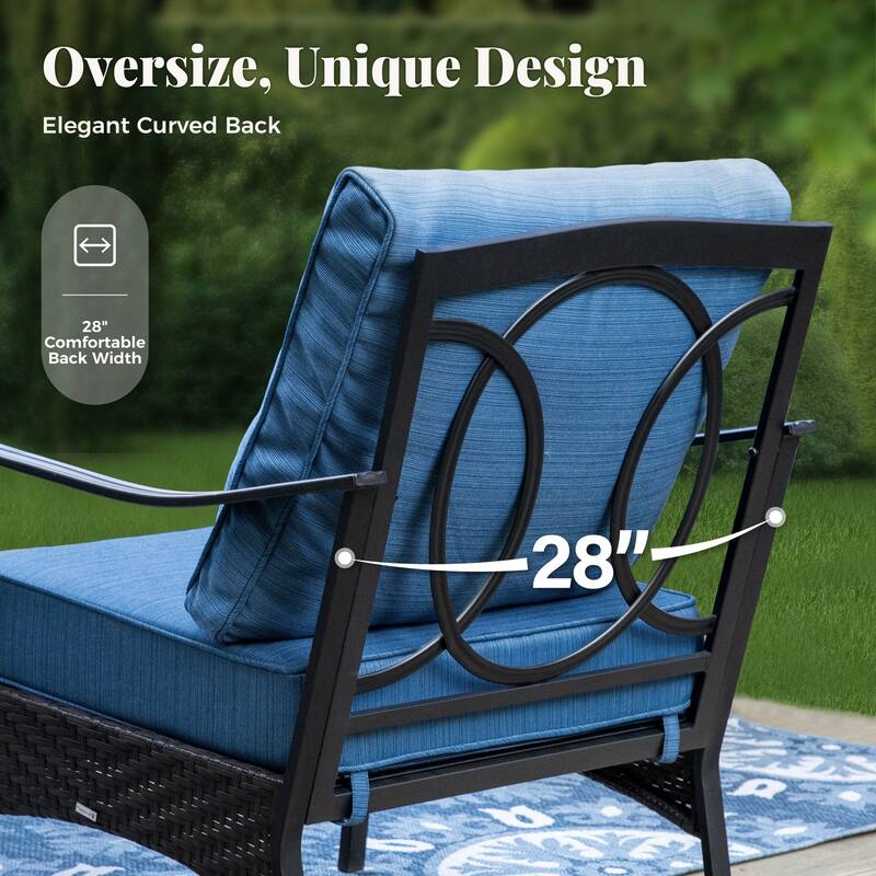 MAISON ARTS 4-Piece Rattan Wicker Patio Furniture Set with Swivel Chairs, Metal Frame & Coffee Table for Outdoor Spaces