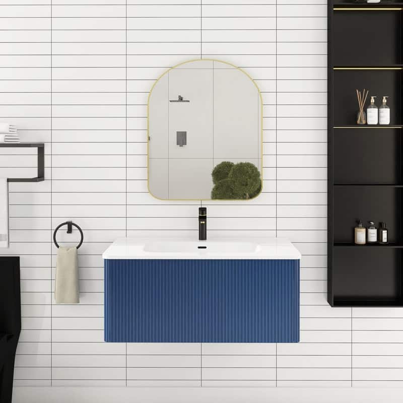 30 inch Wall-Mounted Bathroom Vanity Set with Integrated Ceramic Sink - 30" x 18"