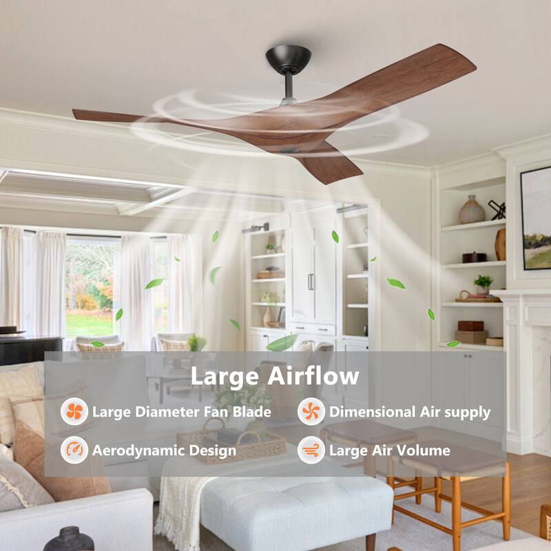 52-in Black/ Brown Modern Downrod Ceiling Fan with Remote Control