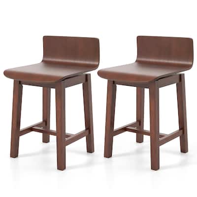 Gymax Swivel Dining Chair Set of 2 Farmhouse Wooden Kitchen Chairs