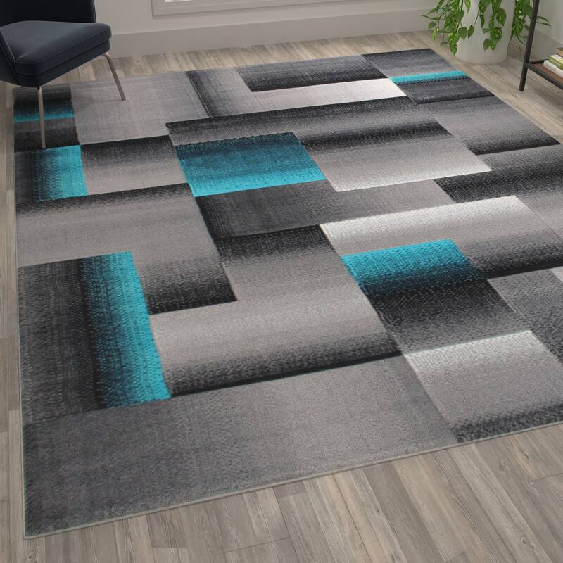 Modern Geometric Style Color Blocked Indoor Area Rug