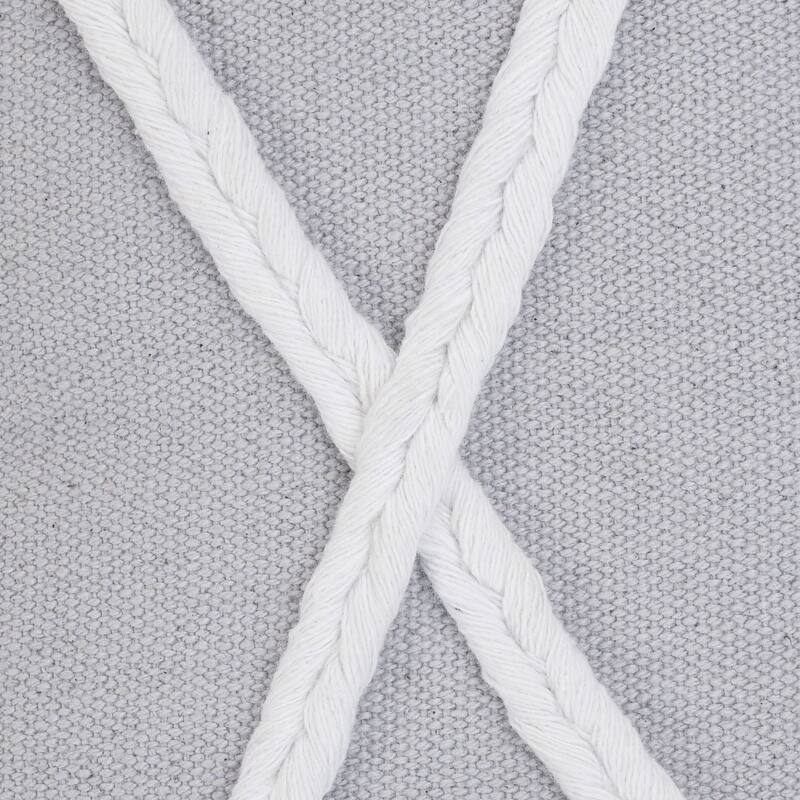 20" Gray and White Geometric Braided Square Throw Pillow