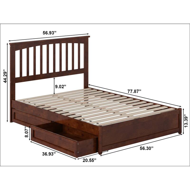 Everett Platform Bed with Panel Footboard and Storage Drawers