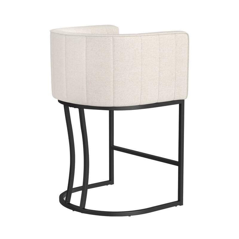 LUE BONA Modern 26.in Low Back Counter Height Barstools Upholstered/PU Leather Barrel Set of 2 Bar Stools with Metal Frame