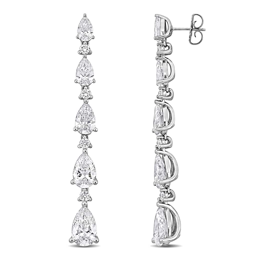 Miadora 12 1/2ct TW Pear Round-Cut Lab-Grown Drop Earrings 14k White Gold