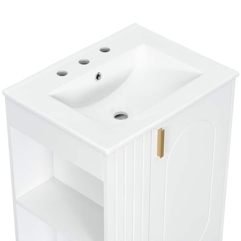 Roomfitters Bathroom Vanity with Sink, Cabinet with Door Shelf and Side Open Storage, Solid Wood Frame, Soft Closing Door
