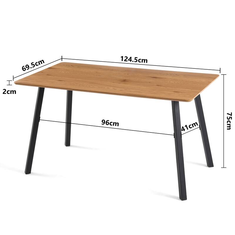 Rectangle MDF Dining Table With Metal Frame - Brown