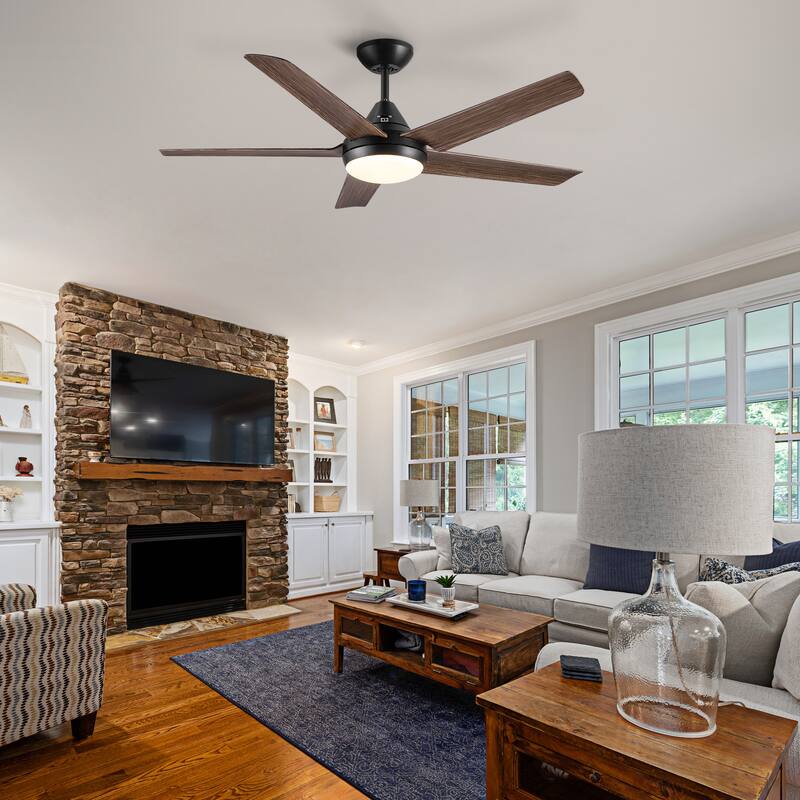 48 in. Integrated LED Indoor Brown Farmhouse Ceiling Fan with Light Kit and Remote Control - 48 INCHES