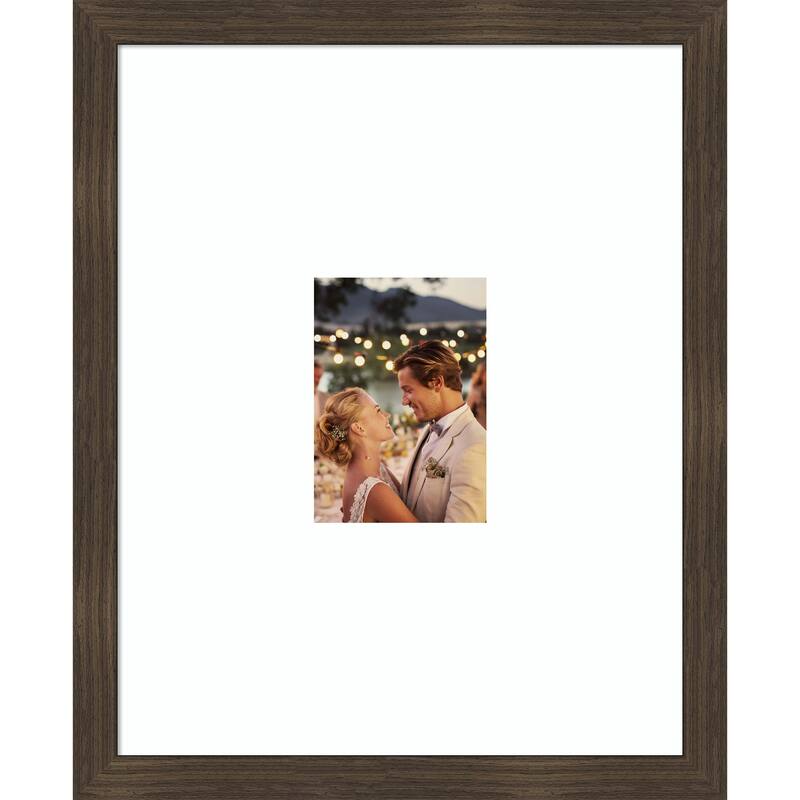 Woodgrain Stripe Blonde Framed Picture Frame, Photo Frame - 16x20 Matted to 5x7 - Woodgrain Stripe Chocolate