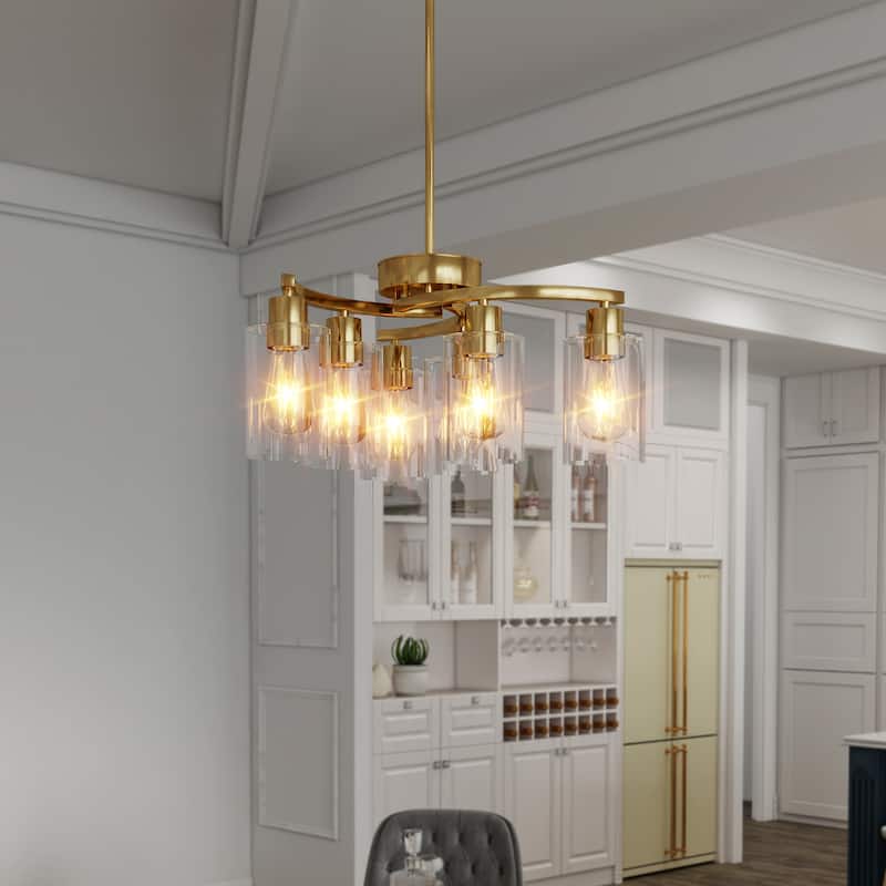 6-Light Chandeliers for Dining Room, Modern Kitchen Island Light Fixtures Over Table, Metal Hanging Pendant Lighting