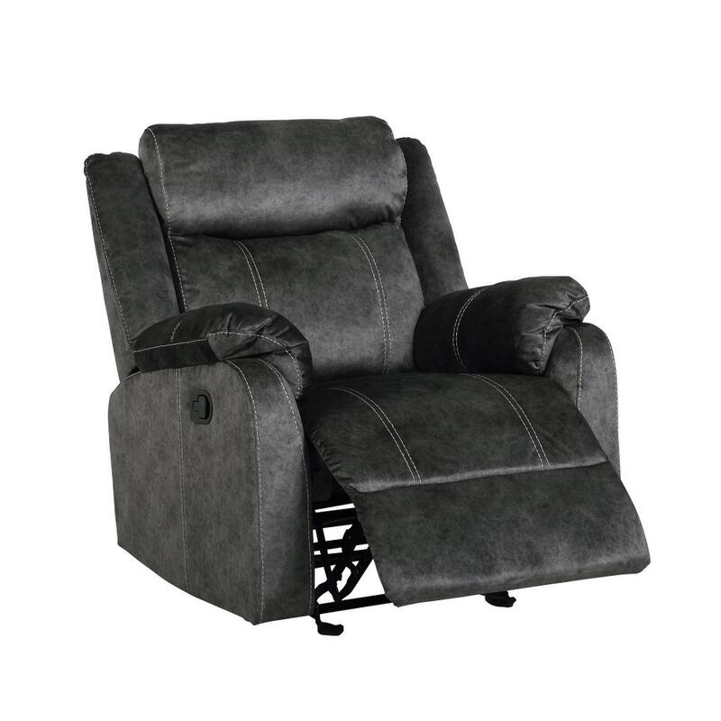 HomeRoots 35" Granite Gray Fabric Manual Recliner