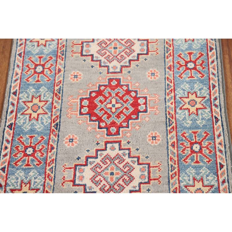 Geometric Kazak Foyer Rug Handmade Accent Wool Carpet - 2'0" x 3'0"