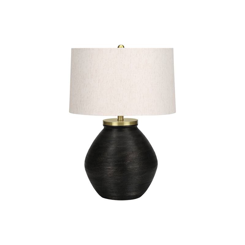 Lighting, 25"h, Table Lamp, Black Concrete, Ivory / Cream Shade, Contemporary - Black