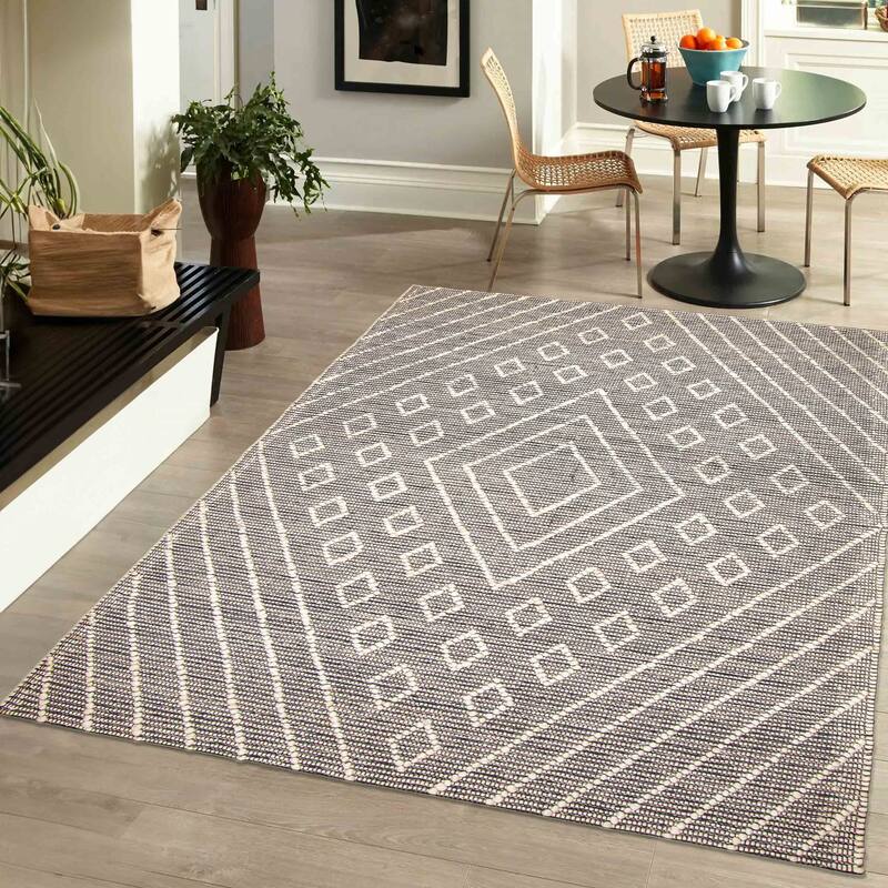 ECARPETGALLERY Braid weave Sienna Grey Wool Rug - 5'0 x 7'11