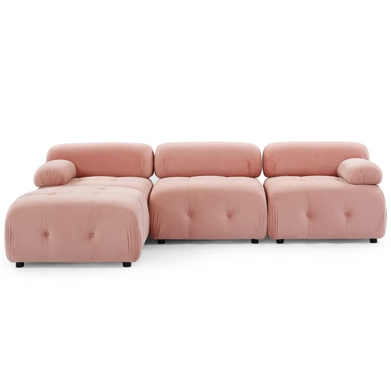 Pink 93'' Modular L-Shaped 4-Seat Sectional Sofa with Reversible Ottoman