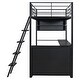 preview thumbnail 10 of 12, Black Colorful LED Twin Size Loft Bed with Desk and Shelves