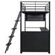 preview thumbnail 7 of 23, Loft Bed with L-Shaped Desk, LED Bunk Bed Frame with 4 Storage Shelves, Safety Guard & Ladder