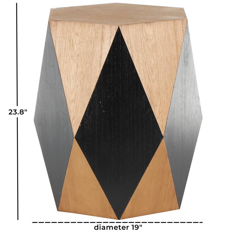 Brown Wood Diamond Accent Table with Black Accents