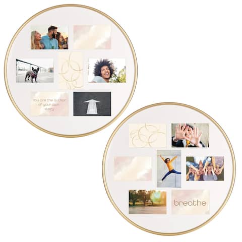 Gold Modern Round Collage Picture Frame Set, 7 Opening, Set of Two