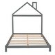 preview thumbnail 6 of 5, Full Size Wood Platform Bed with House-shaped Headboard (Gray)