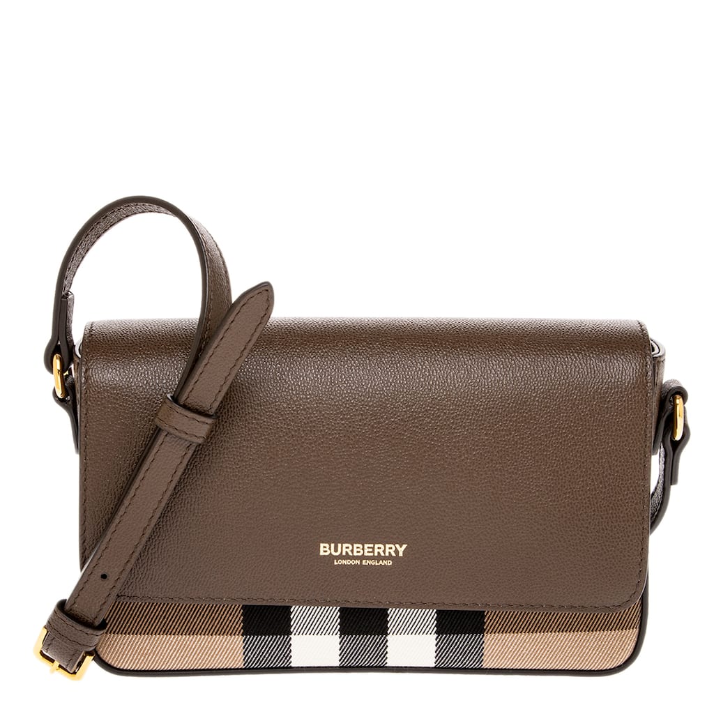 Burberry Hampshire Small House Check & Leather Crossbody