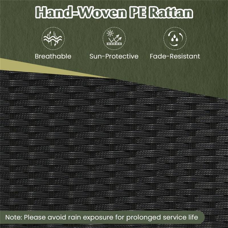 Convertible Outdoor Patio Table and Chairs Set 2-Seater Bench PE Rattan Acacia Wood Metal Frame - 66" × 18" × 32"