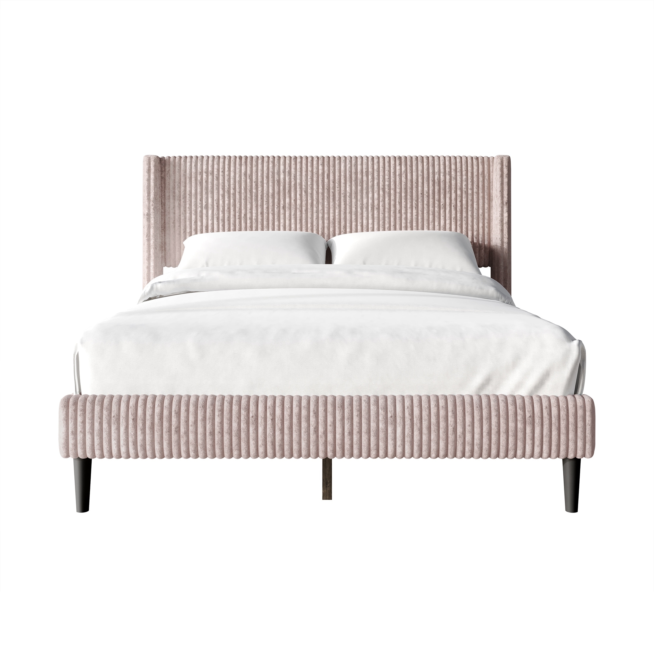 CraftPorch Modern Wingback Upholstered Velvet Bed