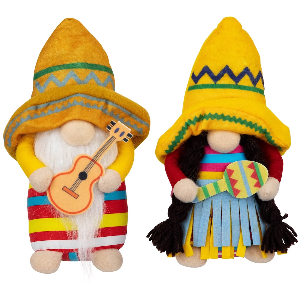 Cinco de Mayo Mariachi Gnomes with Guitar and Maraca - 8.5" - Set of 2