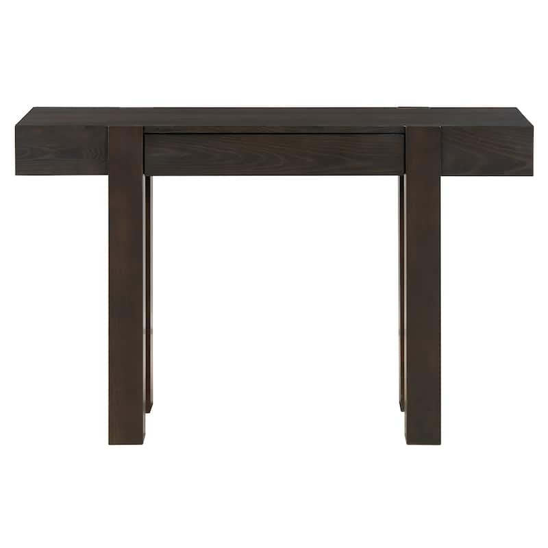 Rustic Minimalist Console Table with 1 Hidden Drawer and Side Power Outlet