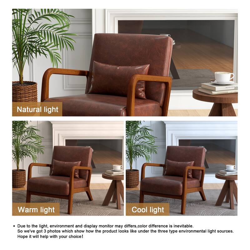 Mid Century Modern Upholstered Accent Chair with Pillow