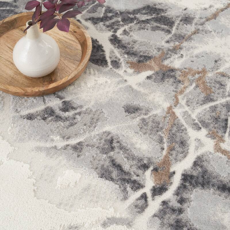 Fiso Power Loomed Abstract Modern Non Skid Stain Resistant Low Pile Area Rug By HomeRoots - 72' X '48' X '0.25