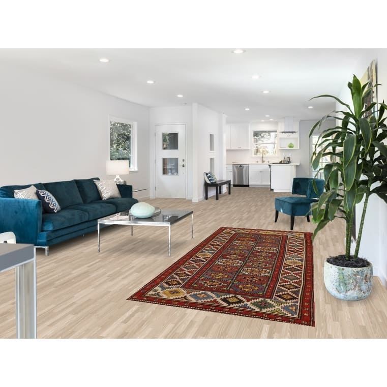 Pre-1900 Antique Kazak Vegetable Dye Runner Rug Handmade Wool Carpet - 3'11" x 8'7"