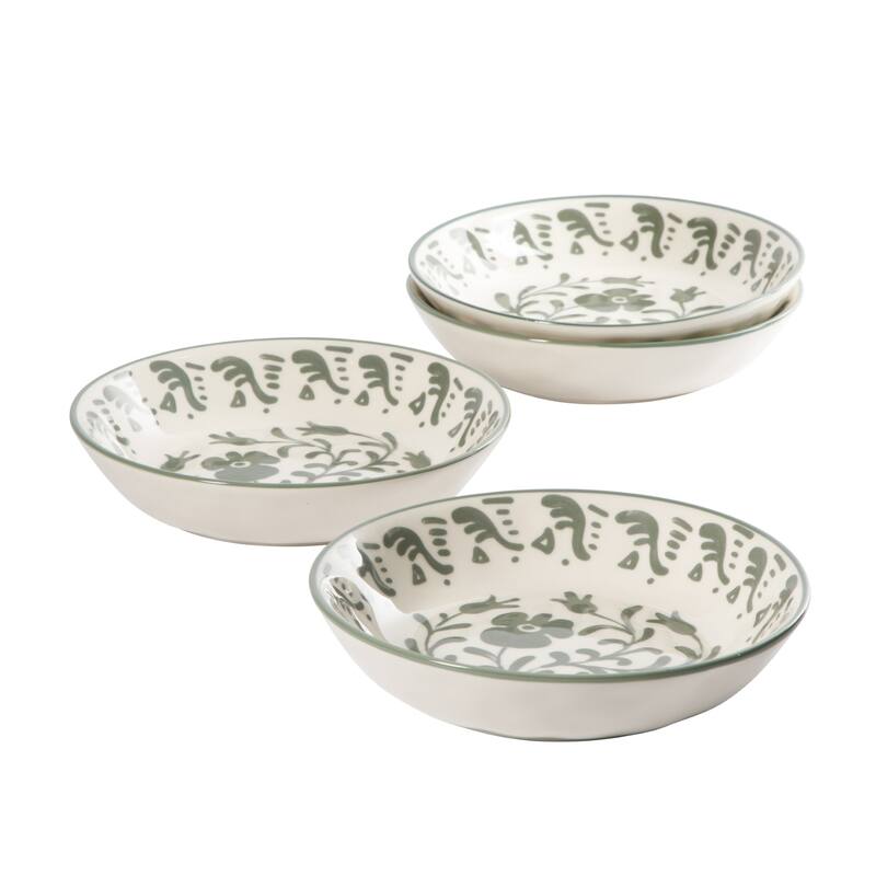 Bloomhouse - 2-Time Oprah's Favorite Things, Valencia Flor 4 Piece 8" Dinner Bowl Set, Stoneware, Floral Decal Design
