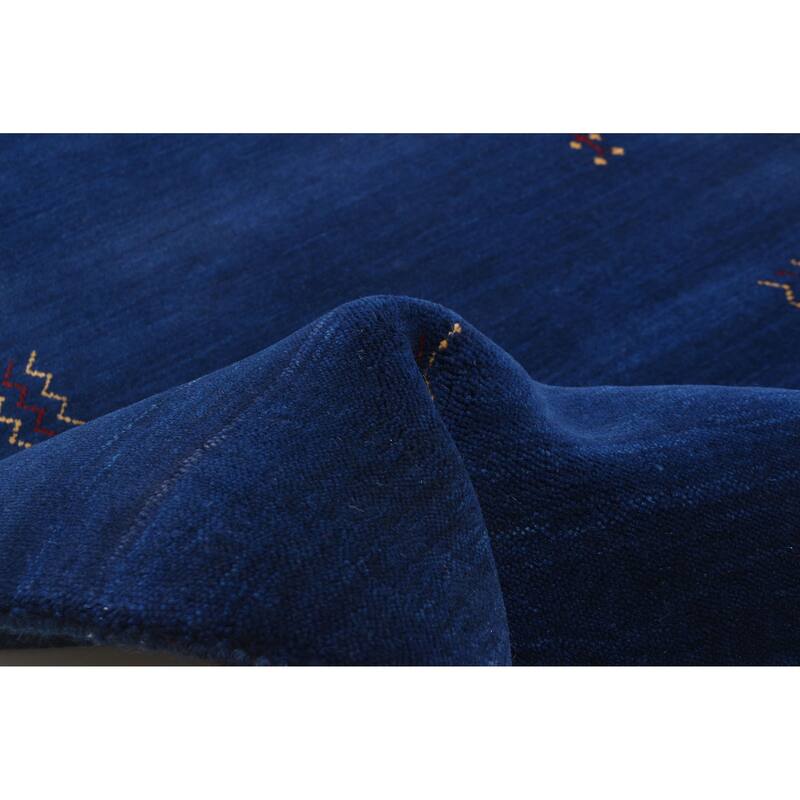 ECARPETGALLERY Hand Loomed Kashkuli Gabbeh Dark Blue Wool Rug - 2'8 x 7'7