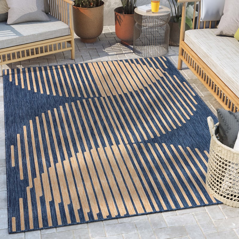 Well Woven Medusa Alder Indoor Outdoor Striped Modern Area Rug
